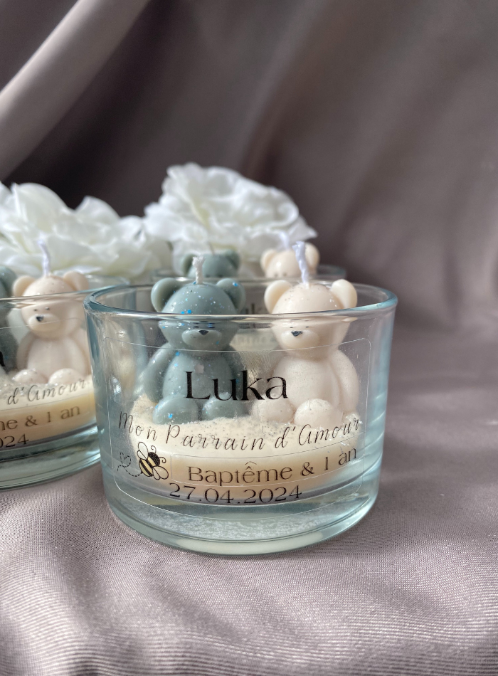 Bougies évènements personnalisées - 2 oursons