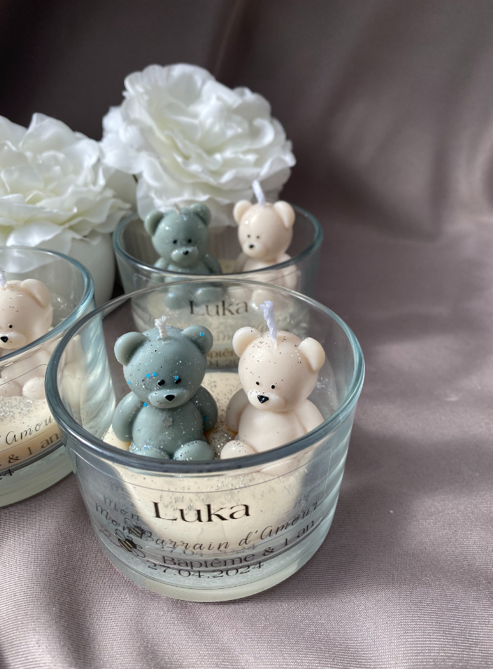 Bougies évènements personnalisées - 2 oursons