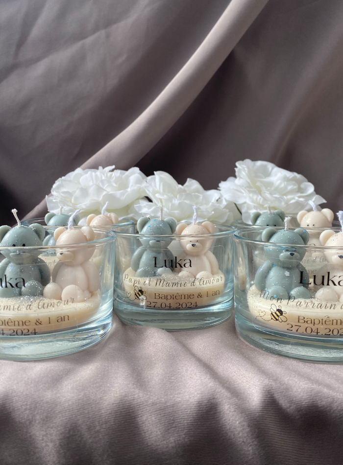 Bougies évènements personnalisées - 2 oursons