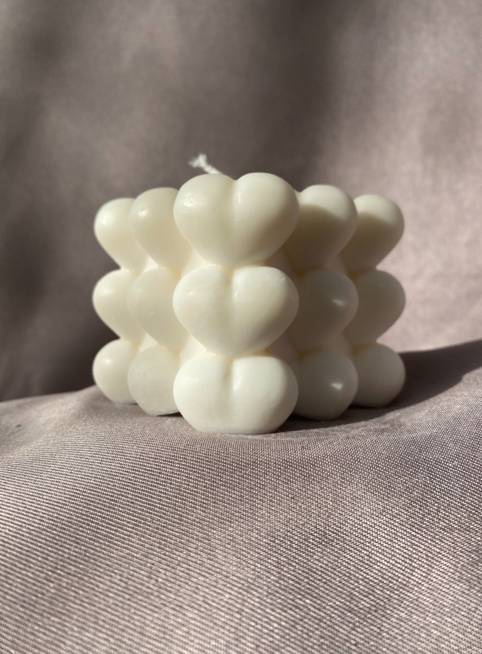 Bougie Cube multi Coeurs