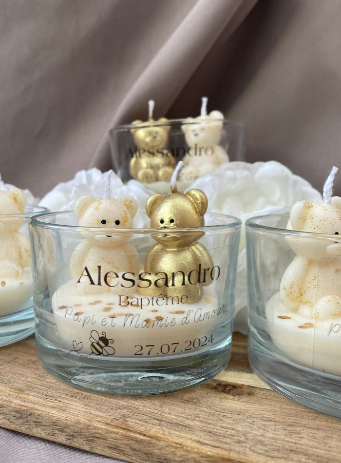 Bougies évènements personnalisées - 2 oursons