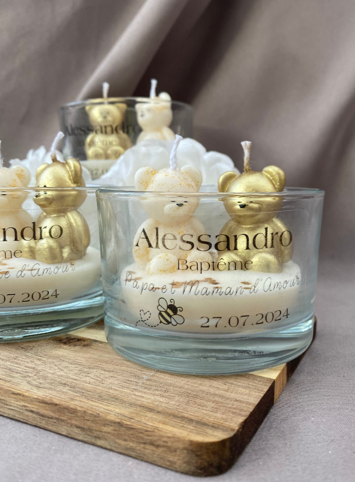 Bougies évènements personnalisées - 2 oursons