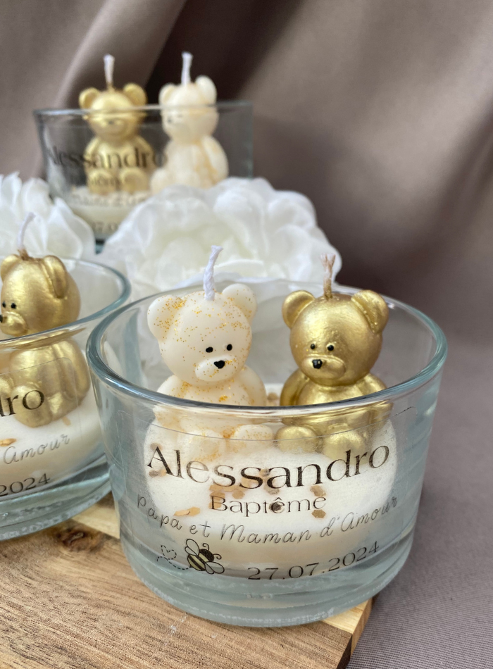 Bougies évènements personnalisées - 2 oursons