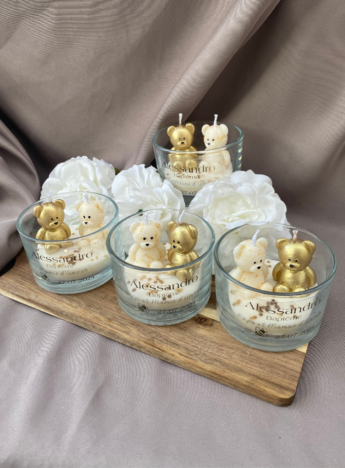 Bougies évènements personnalisées - 2 oursons