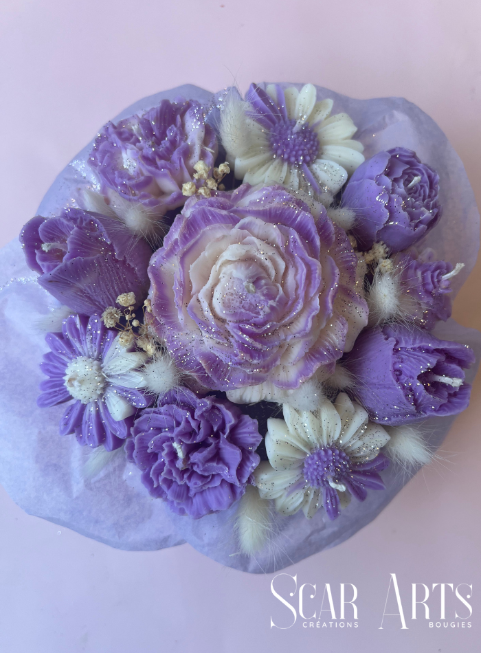 Bougie fleurs bouquet