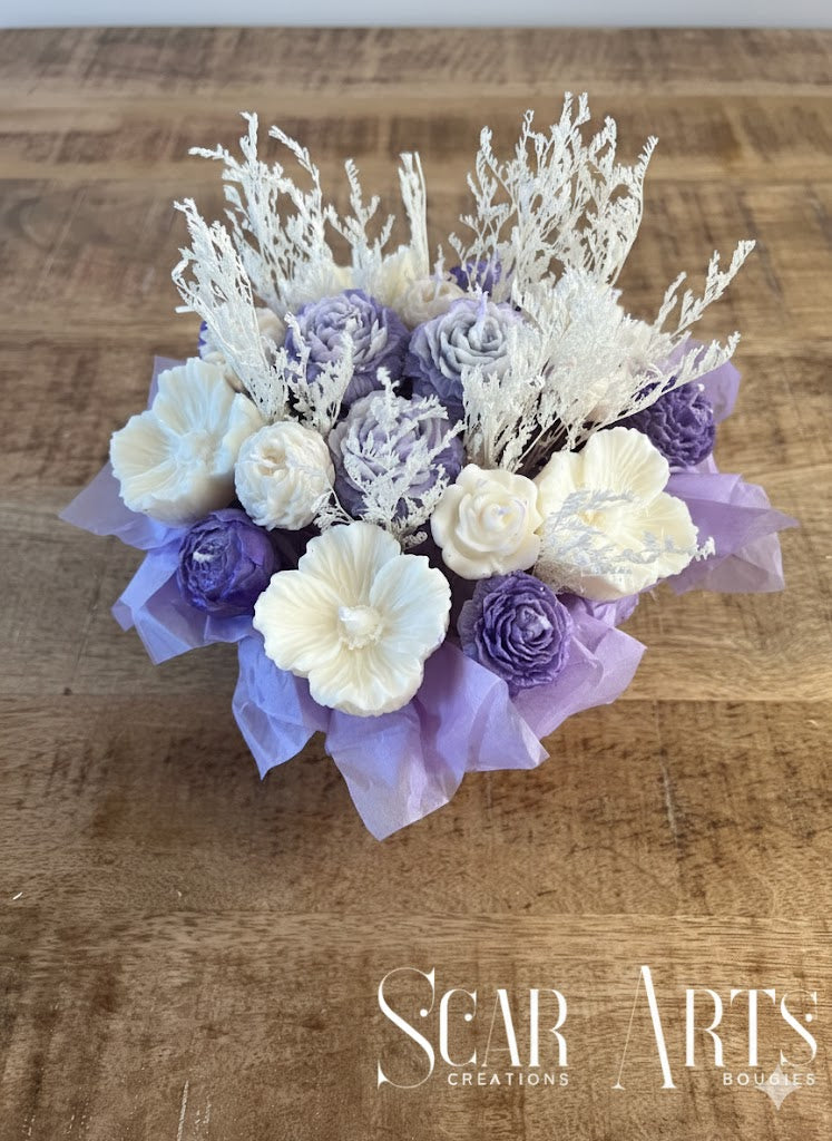 Bouquet de Bougies Fleurs "Éclat de Mauve"