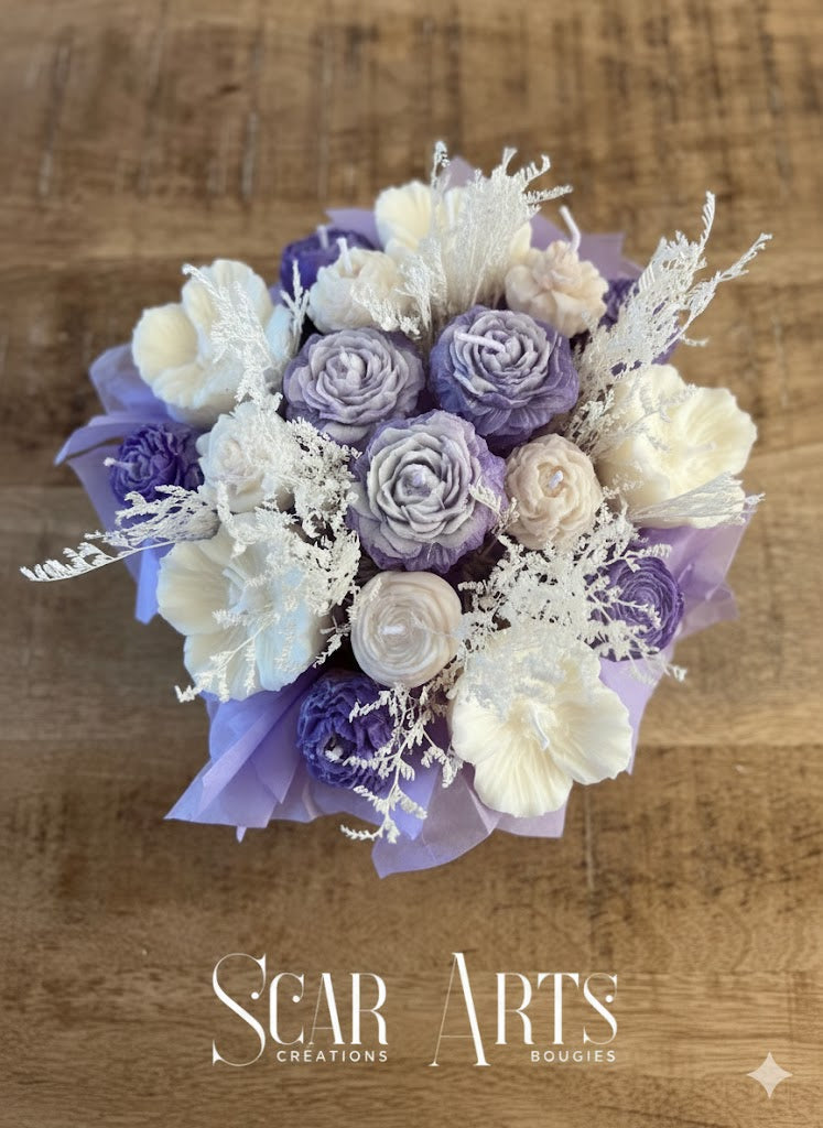 Bouquet de Bougies Fleurs "Éclat de Mauve"