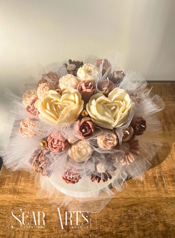 Le Bouquet "Amour Éternel" – Duo de Cœurs et Fleurs de Cire