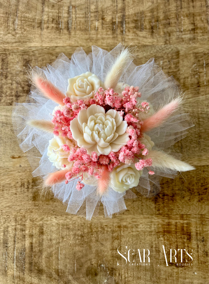 Bouquet de Bougies Fleurs Roses et Blanches | SCAR ART'S