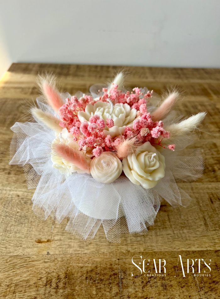 Bouquet de Bougies Fleurs Roses et Blanches | SCAR ART'S
