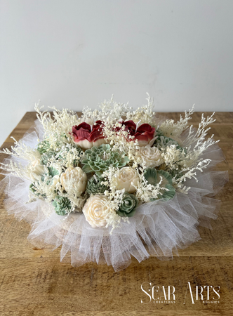 Bouquet de Bougies – Vert Sauge & Cœur Passion | SCAR ART'S