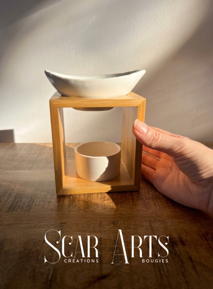 Brûle-parfum bois et céramique avec fondant parfumé floral – SCAR ART'S
