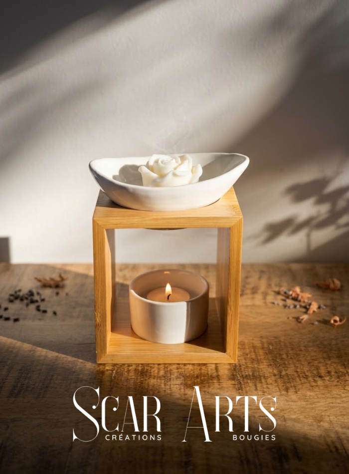 Brûle-parfum Feuillage en bambou et céramique avec fondant cire de soja – SCAR ART'S
