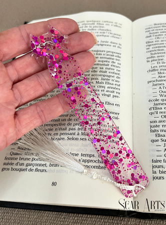 Marque-pages paillettes fushia